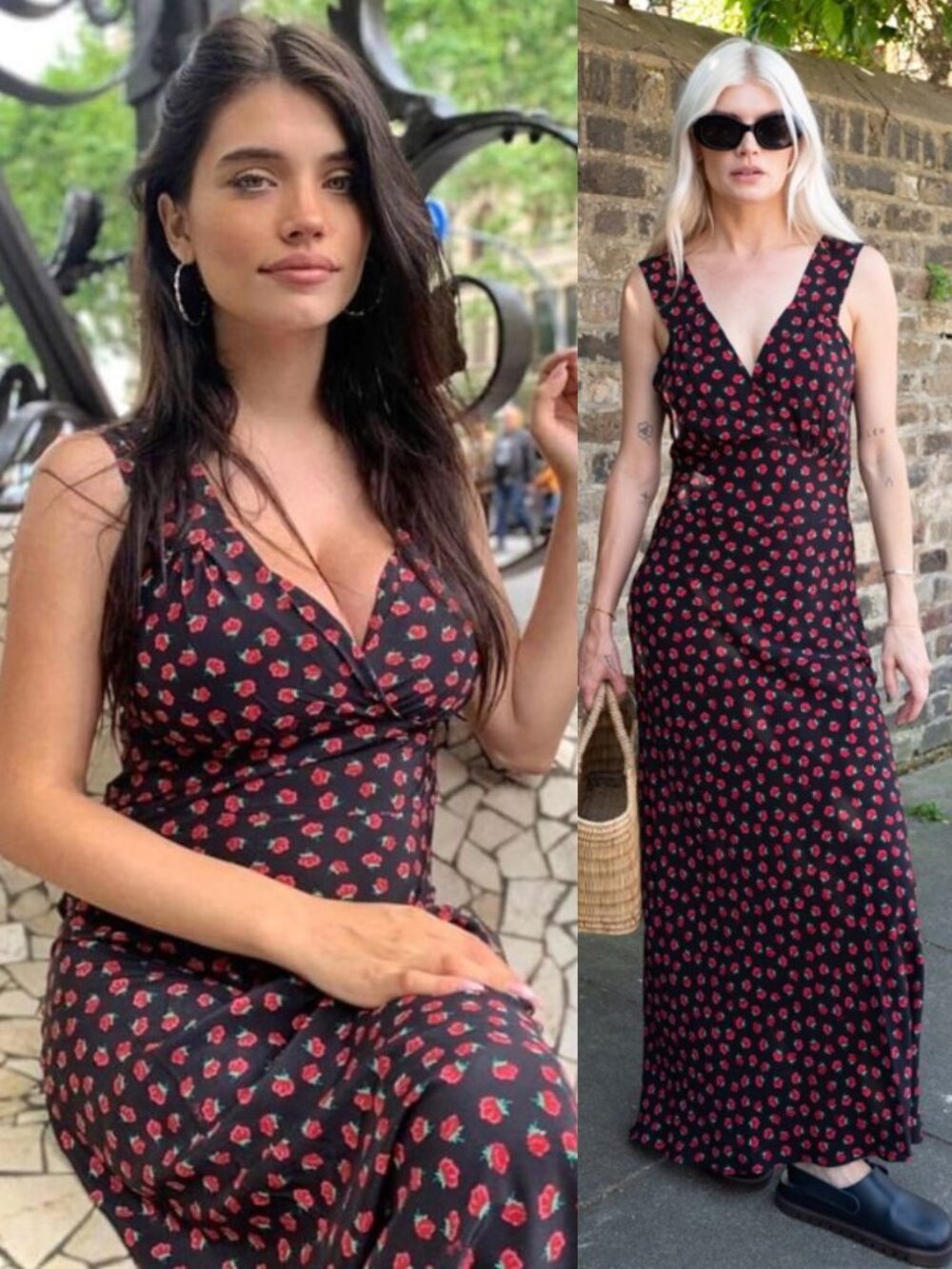 Realisation Par The Liv Maxi Dress Rosalita Black Red Floral Print‎ Silk Size S